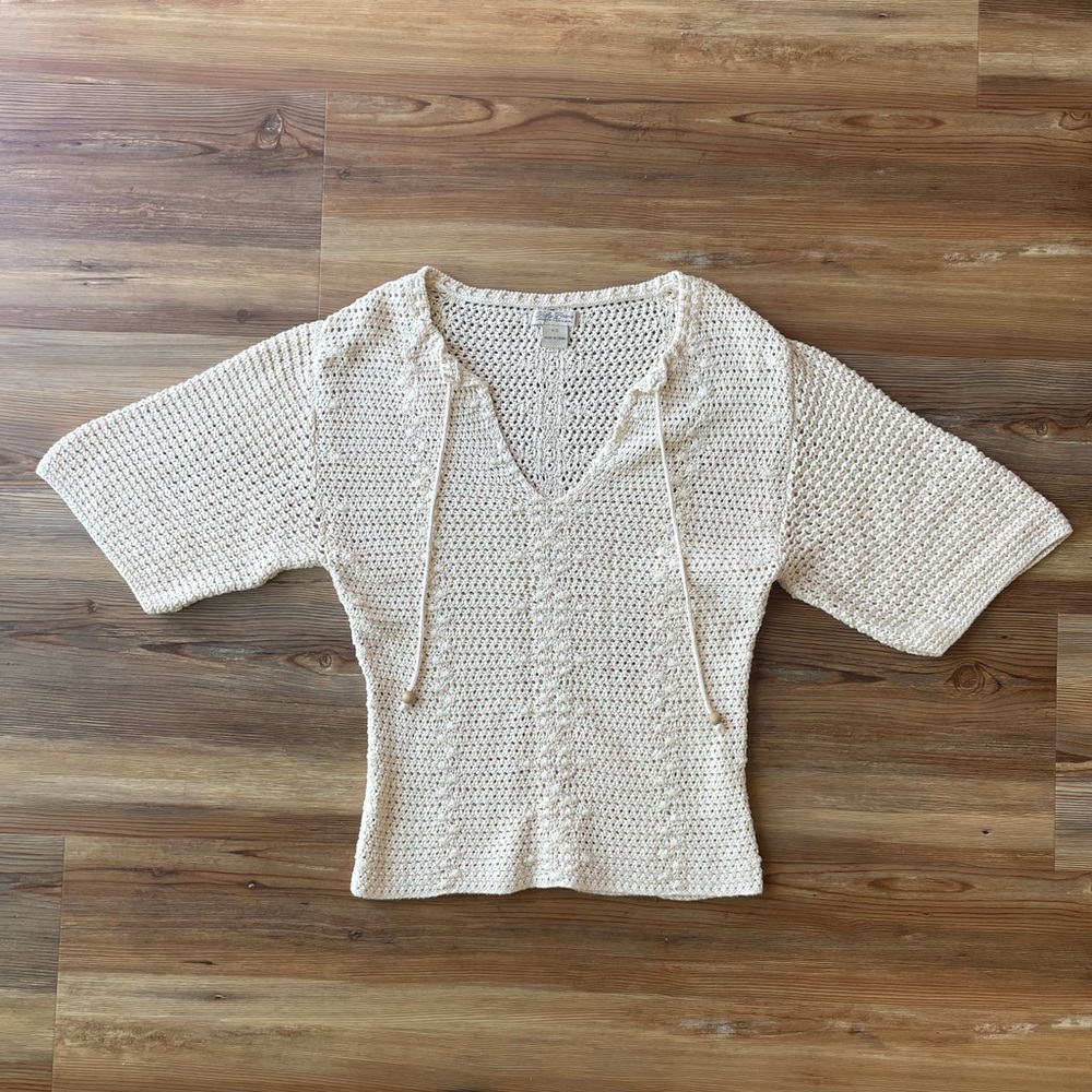 Lucky Brand cream knit sweater top size XS
